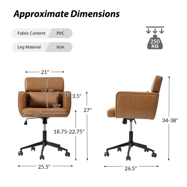 Rae Camel Mid Century Modern Ergonomic Swivel Office Chair 4