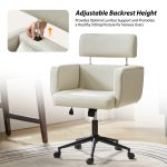 Rae Ivory Faux Leather Mid-Century Modern Ergonomic Office Chair 8 Rae Ivory Faux Leather Mid-Century Modern Ergonomic Office Chair