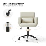 Rae Ivory Faux Leather Mid-Century Modern Ergonomic Office Chair 9 Rae Ivory Faux Leather Mid-Century Modern Ergonomic Office Chair