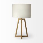 Raelynn (29"H) White-Linen Drum Shade w/ Gold Metal Frame Table Lamp