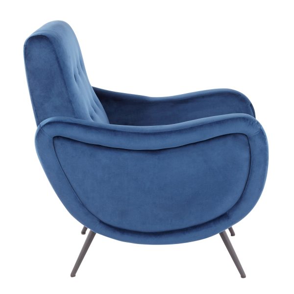 Rafael Blue Velvet Contemporary Lounge Chair Black Metal LumiSource 1