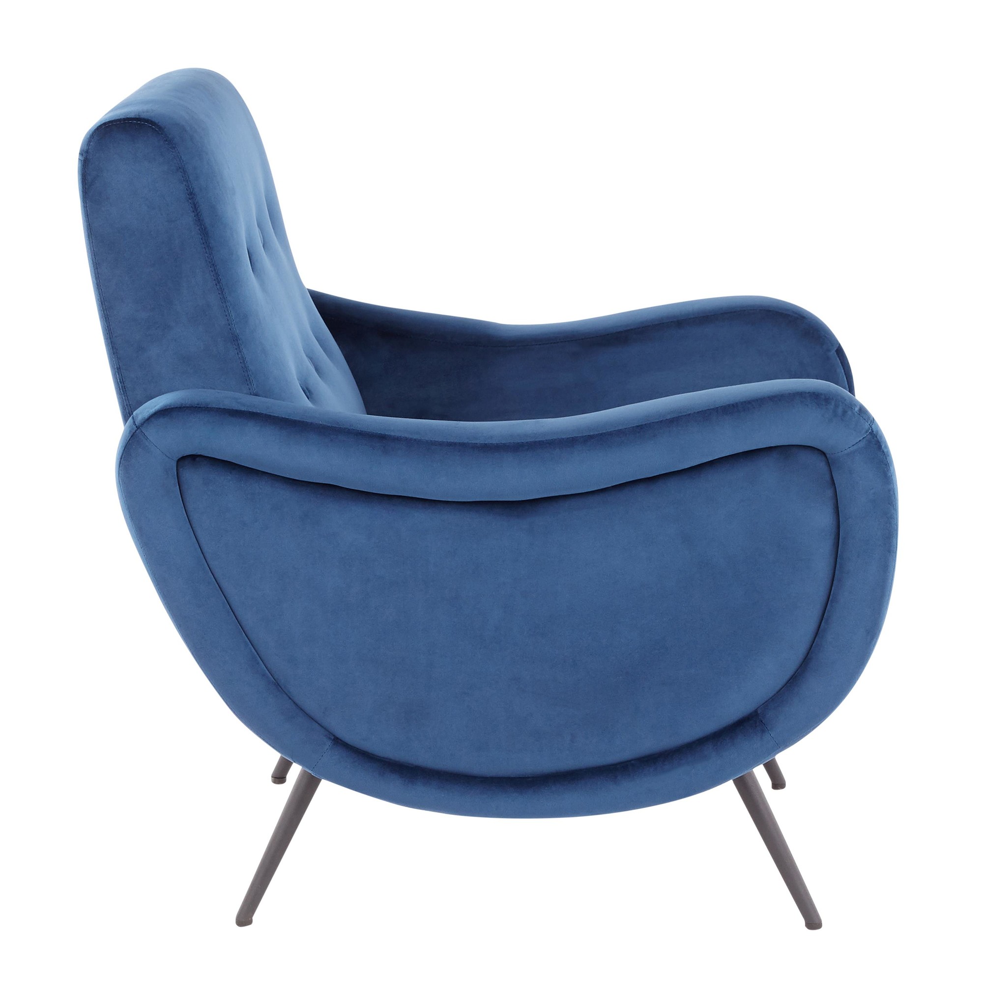 Rafael Blue Velvet Contemporary Lounge Chair Black Metal LumiSource 2 Rafael Blue Velvet Contemporary Lounge Chair Black Metal LumiSource - Image 2