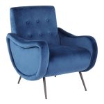 Rafael Blue Velvet Contemporary Lounge Chair Black Metal LumiSource 9 Rafael Blue Velvet Contemporary Lounge Chair Black Metal LumiSource