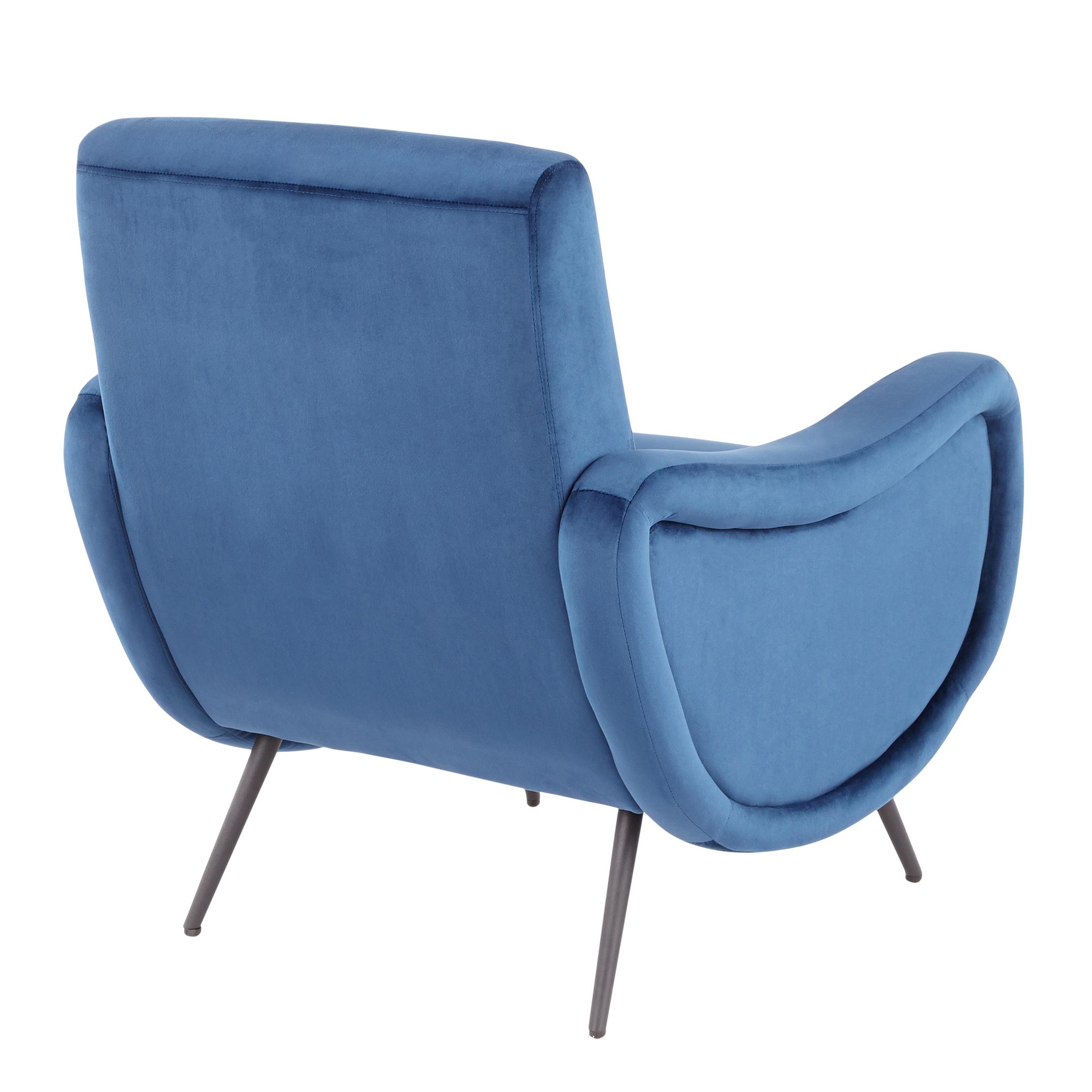 Rafael Blue Velvet Contemporary Lounge Chair Black Metal LumiSource 3 Rafael Blue Velvet Contemporary Lounge Chair Black Metal LumiSource - Image 3
