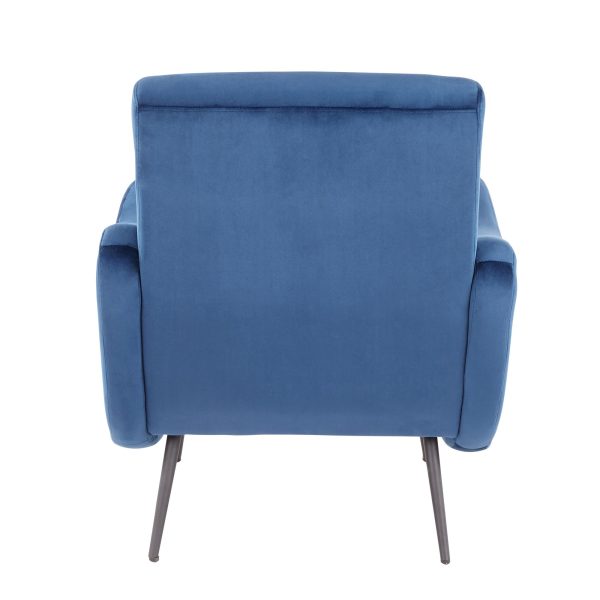 Rafael Blue Velvet Contemporary Lounge Chair Black Metal LumiSource 3