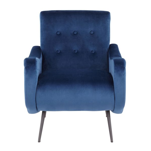 Rafael Blue Velvet Contemporary Lounge Chair Black Metal LumiSource 4