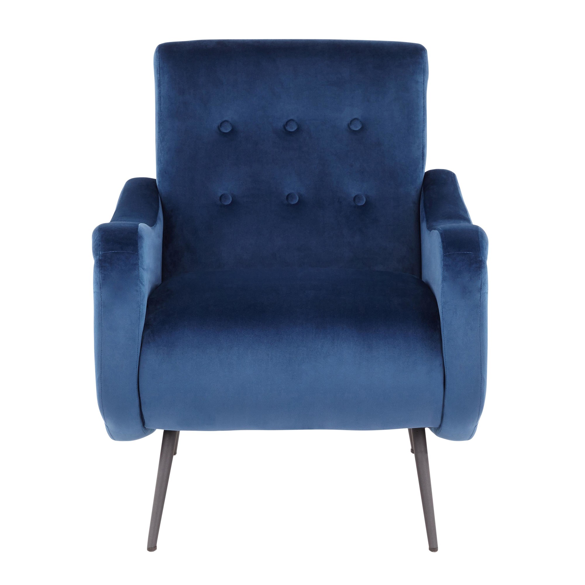 Rafael Blue Velvet Contemporary Lounge Chair Black Metal LumiSource 5 Rafael Blue Velvet Contemporary Lounge Chair Black Metal LumiSource - Image 5