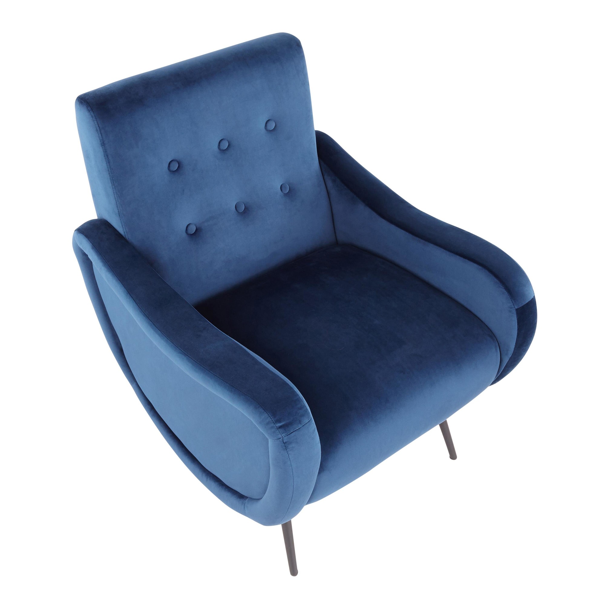Rafael Blue Velvet Contemporary Lounge Chair Black Metal LumiSource 6 Rafael Blue Velvet Contemporary Lounge Chair Black Metal LumiSource - Image 6