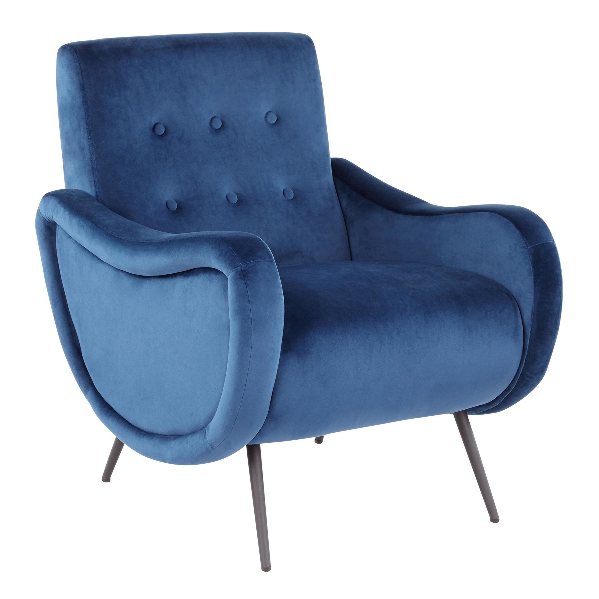 Rafael Blue Velvet Contemporary Lounge Chair Black Metal LumiSource 1 Rafael Blue Velvet Contemporary Lounge Chair Black Metal LumiSource