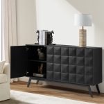 Rainer Black Mid-Century Modern Square Door Sideboard Storage 7 Rainer Black Mid-Century Modern Square Door Sideboard Storage