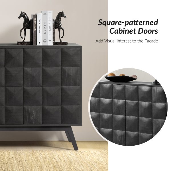 Rainer Black Mid Century Modern Square Door Sideboard Storage 2