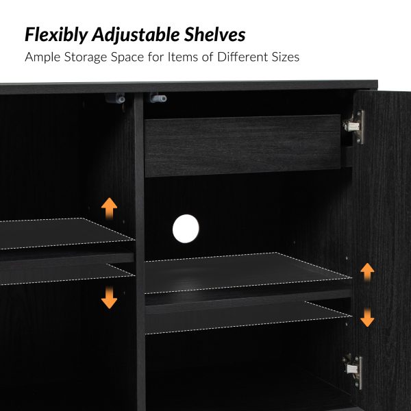 Rainer Black Mid Century Modern Square Door Sideboard Storage 3
