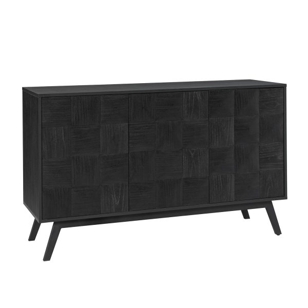 Rainer Black Mid Century Modern Square Door Sideboard Storage