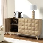 Rainer Oak Square Door Mid-Century Modern Multimedia Sideboard