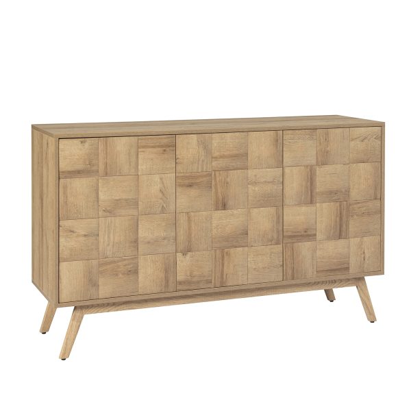 Rainer Oak Square Door Mid Century Modern Multimedia Sideboard