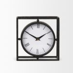 Raisa Black w/ Gold Antiquing Metal Table Clock