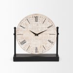 Raja Matte Black Metal w/ Wood Table Clock