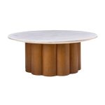 Randy Walnut Finish Marble Top Coffee Table