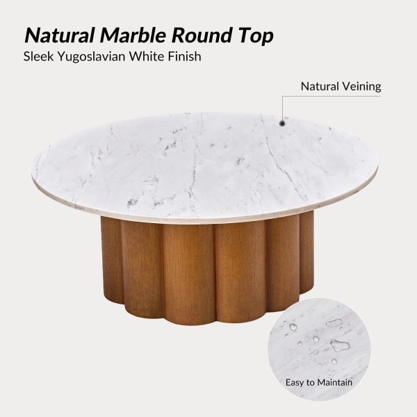 Randy Walnut Finish Marble Top Coffee Table 2
