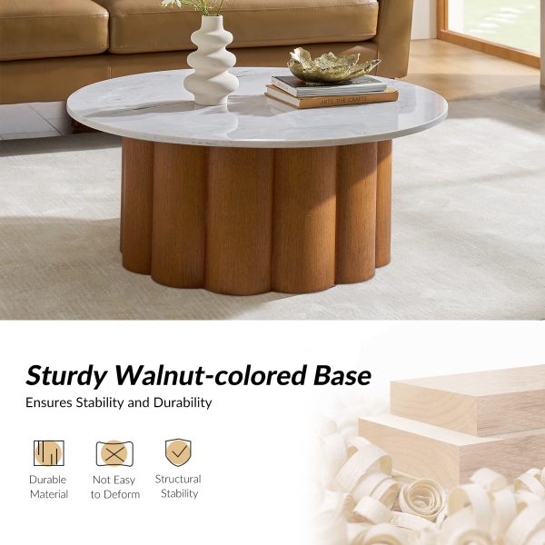 Randy Walnut Finish Marble Top Coffee Table 3