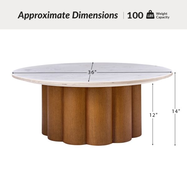 Randy Walnut Finish Marble Top Coffee Table 4