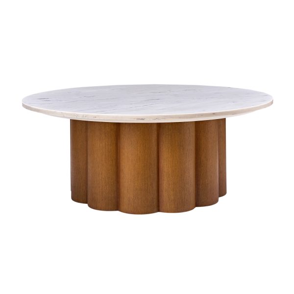 Randy Walnut Finish Marble Top Coffee Table