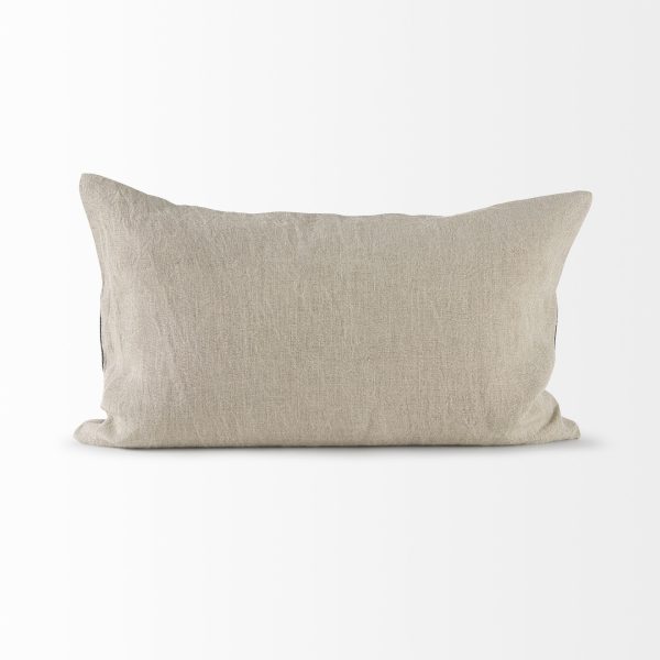 Raquel 13L x 21W Beige and Black Fabric Plaid Decorative Pillow Cover 3