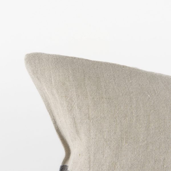 Raquel 13L x 21W Beige and Black Fabric Plaid Decorative Pillow Cover 5