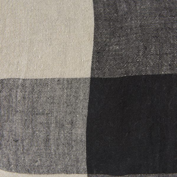 Raquel 13L x 21W Beige and Black Fabric Plaid Decorative Pillow Cover 6