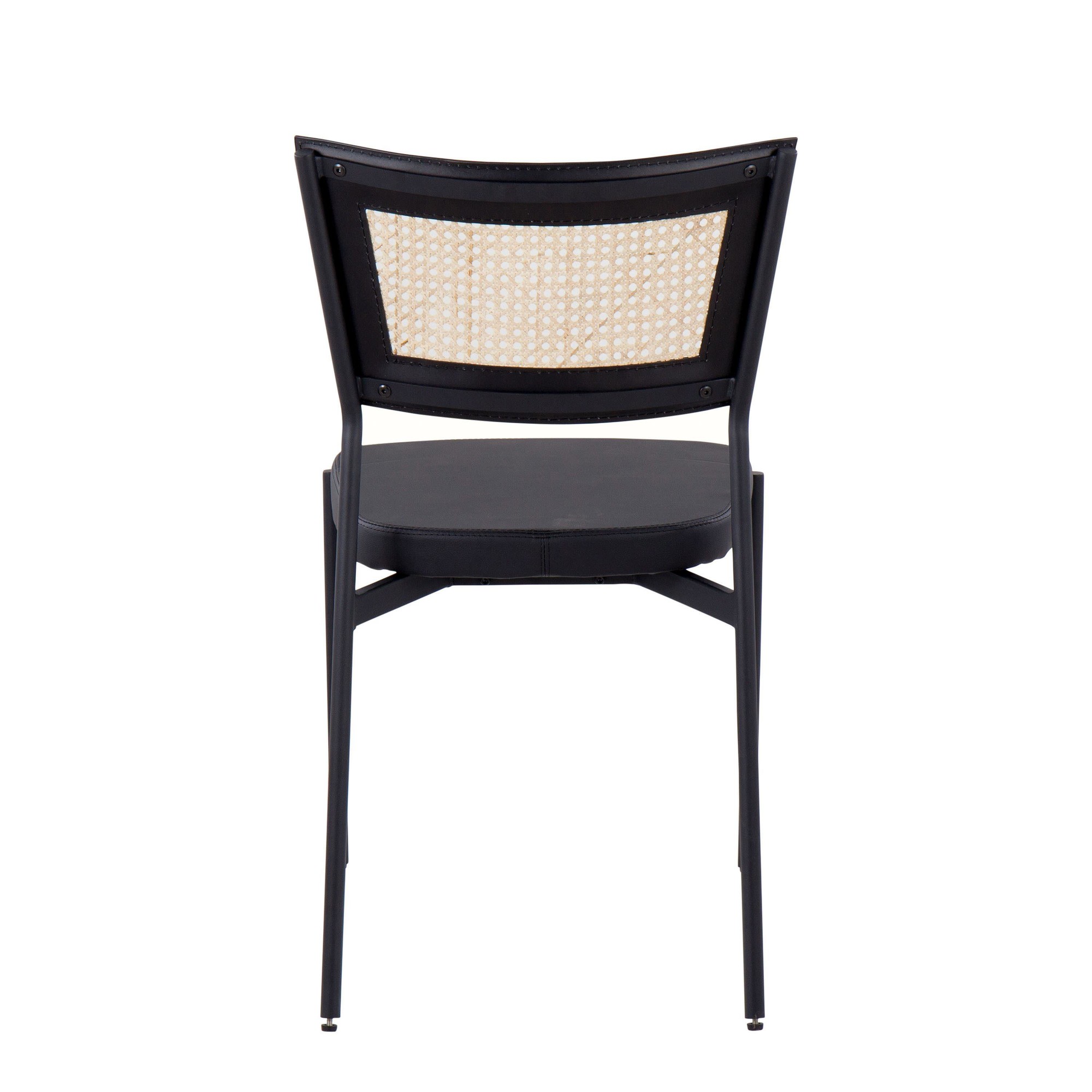 Rattan Tania Black Faux Leather Contemporary Dining Chairs (Set of 2) 7 Rattan Tania Black Faux Leather Contemporary Dining Chairs (Set of 2) - Image 7
