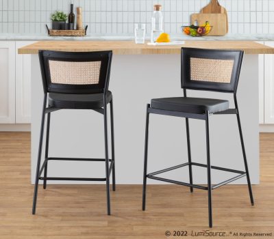 Rattan Tania Black Metal Contemporary Counter Stool, 26-Inch (Set of 2)