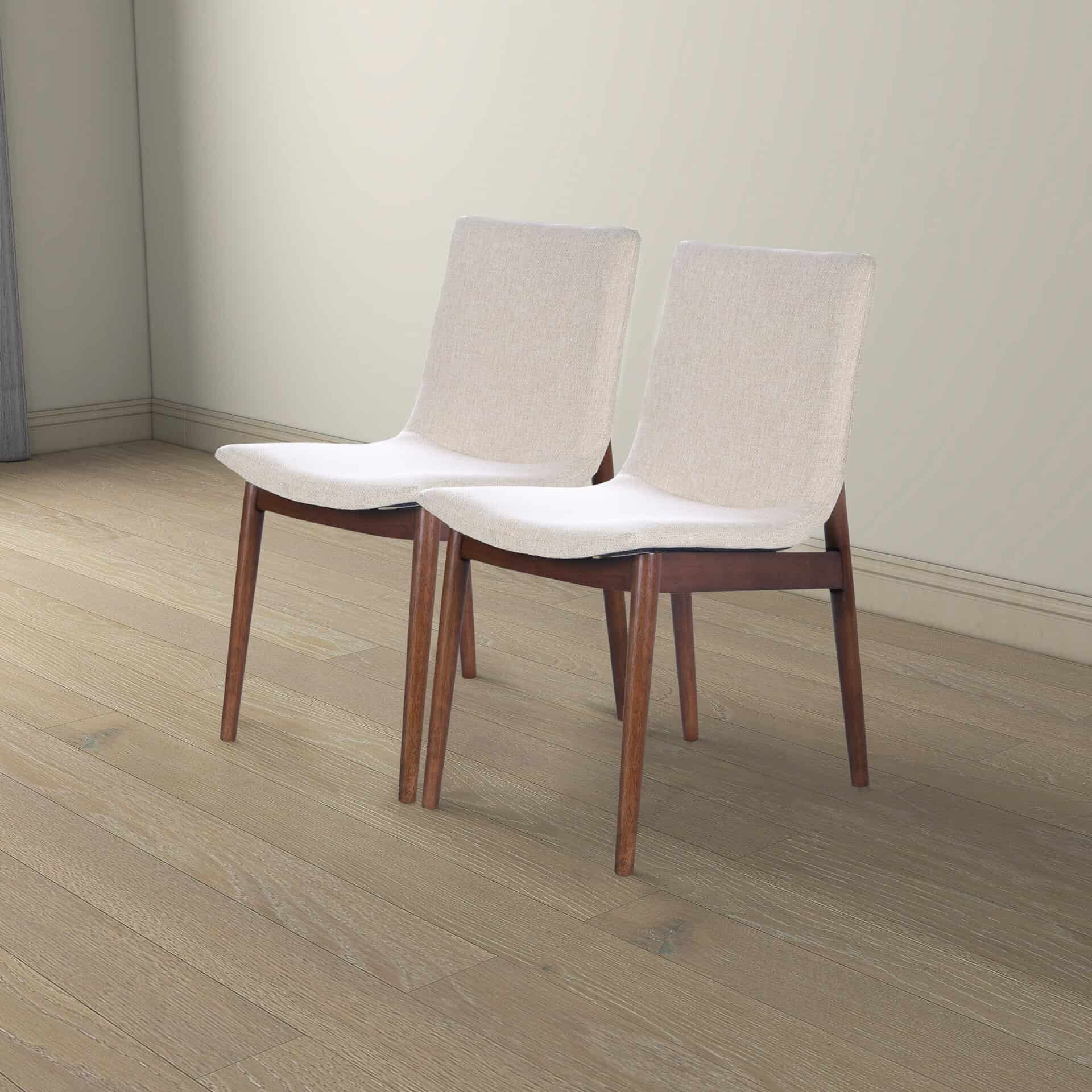 Beige Fabric Mid-Century Modern Dining Chairs (Set of 2) 12 Beige Fabric Mid-Century Modern Dining Chairs (Set of 2)