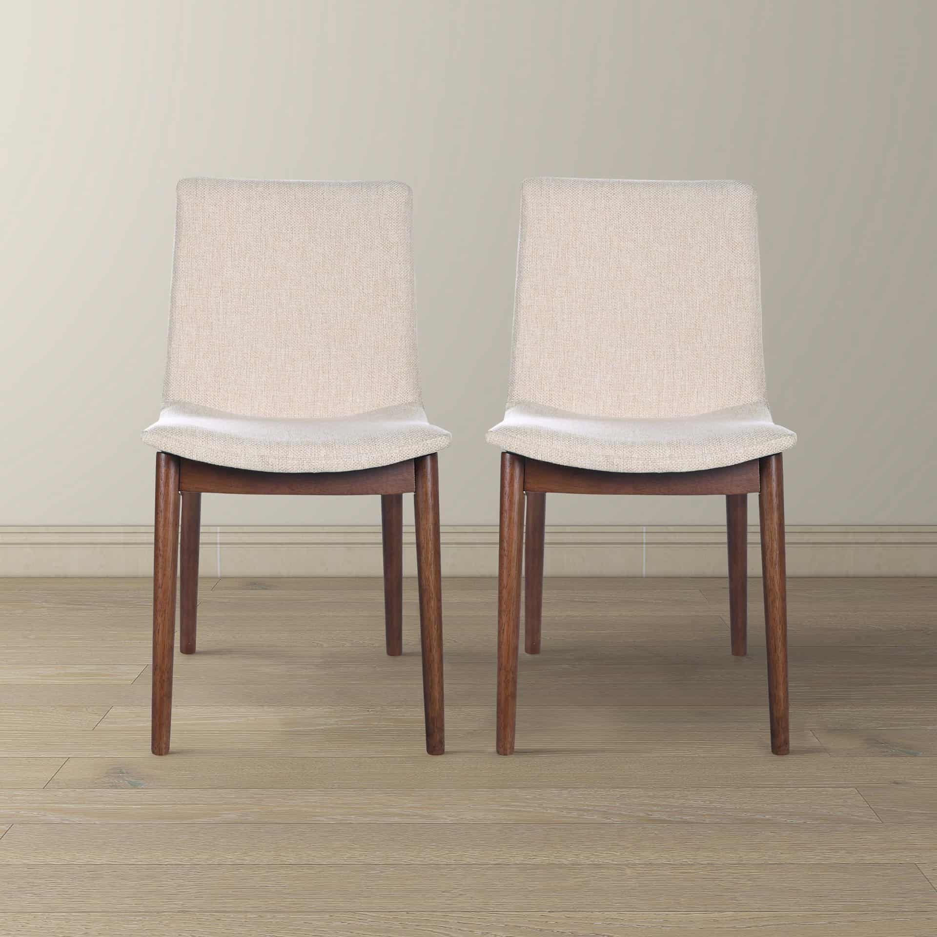 Beige Fabric Mid-Century Modern Dining Chairs (Set of 2) 8 Beige Fabric Mid-Century Modern Dining Chairs (Set of 2)