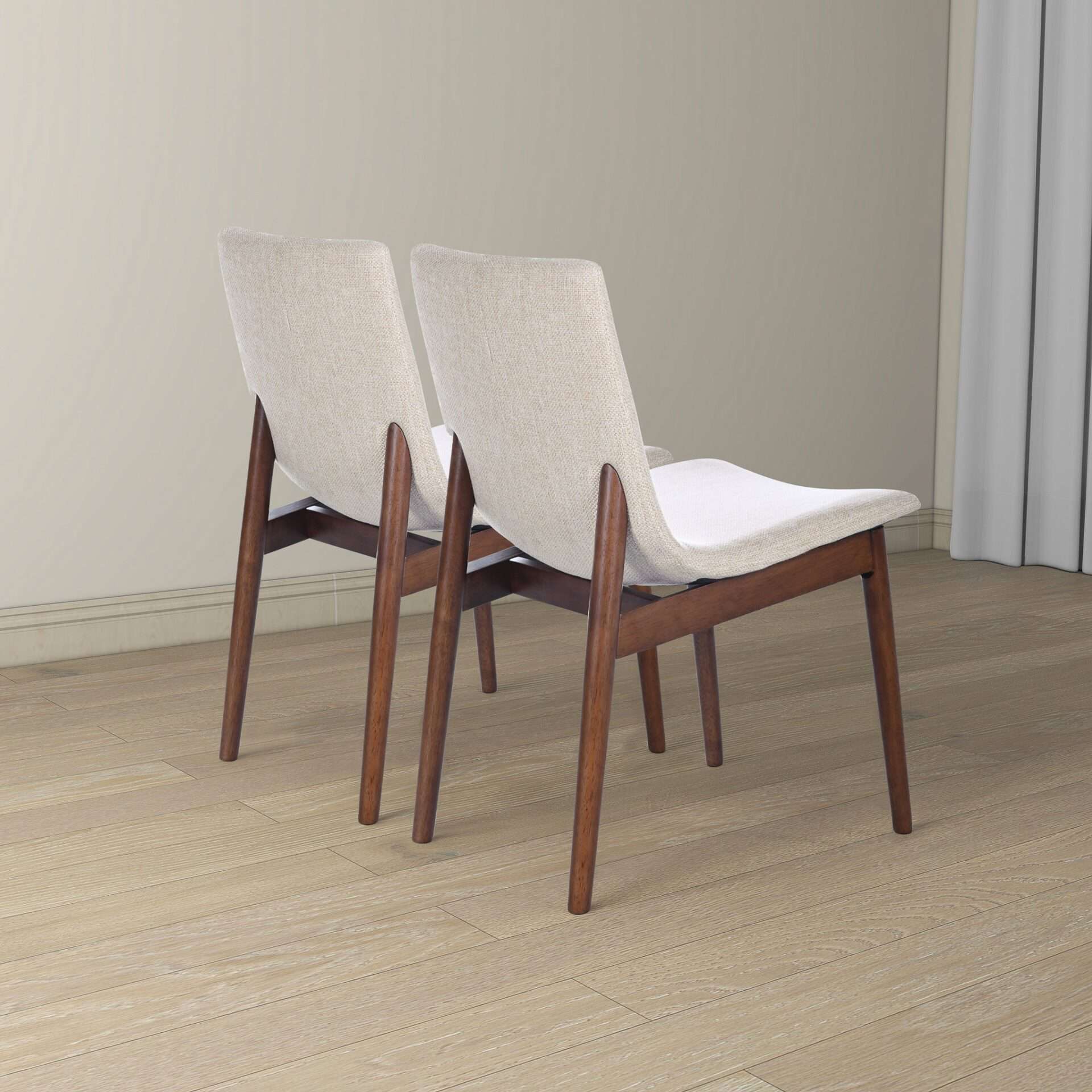 Beige Fabric Mid-Century Modern Dining Chairs (Set of 2) 4 Beige Fabric Mid-Century Modern Dining Chairs (Set of 2) - Image 4