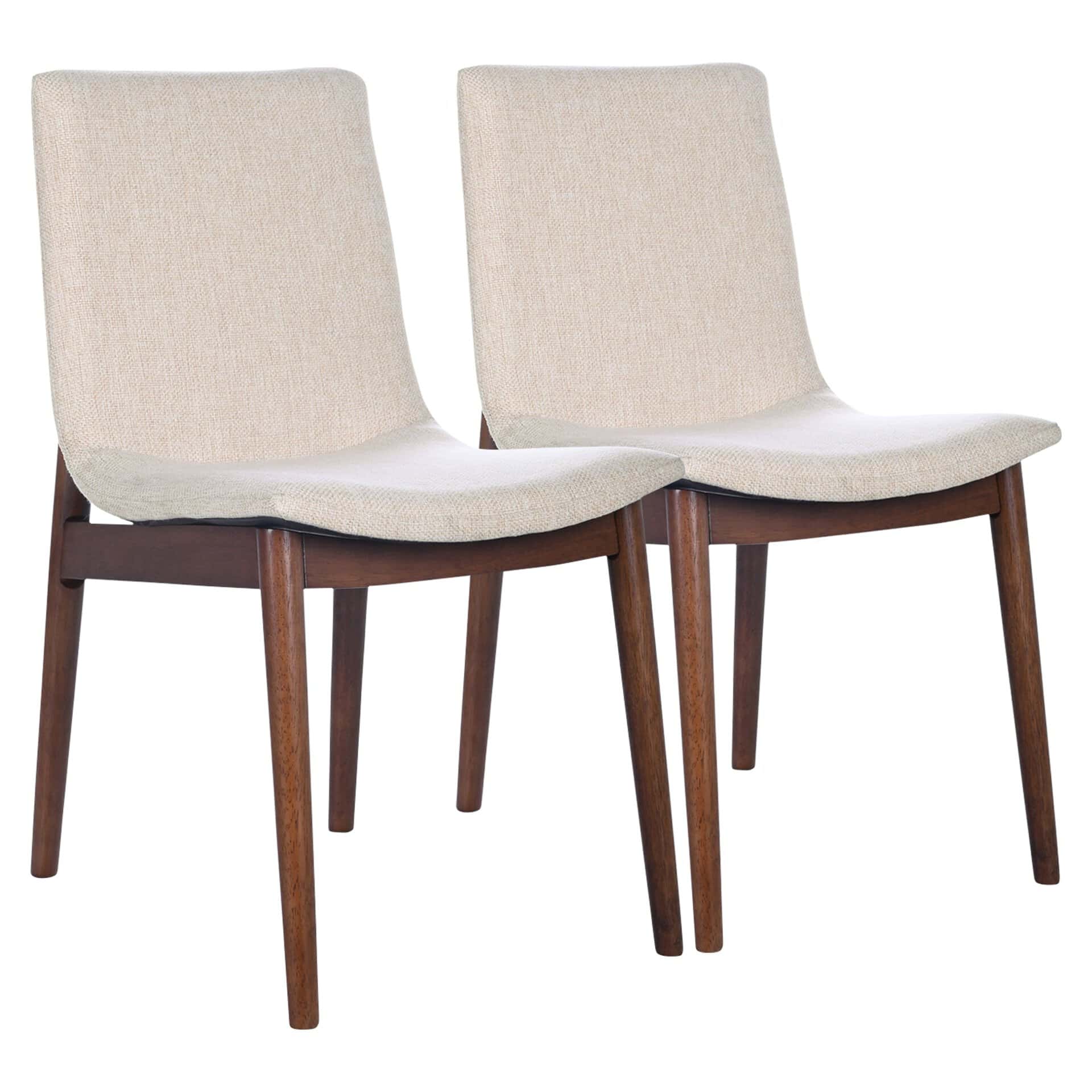 Beige Fabric Mid-Century Modern Dining Chairs (Set of 2) 7 Beige Fabric Mid-Century Modern Dining Chairs (Set of 2)