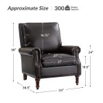 Raymond Espresso Leather Rolled Arm Nailhead Trim Recliner 10 Raymond Espresso Leather Rolled Arm Nailhead Trim Recliner