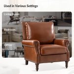 Raymond Saddle Leather Rolled Arm Nailhead Trim Accent Chair 8 Raymond Saddle Leather Rolled Arm Nailhead Trim Accent Chair