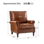 Raymond Saddle Leather Rolled Arm Nailhead Trim Accent Chair 10 Raymond Saddle Leather Rolled Arm Nailhead Trim Accent Chair