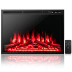 Recessed Electric Fireplace with Adjustable Flames and Heat Settings
