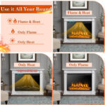 Recessed Electric Fireplace with Adjustable Flames and Heat Settings