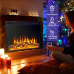 Recessed Electric Fireplace with Adjustable Flames and Heat Settings