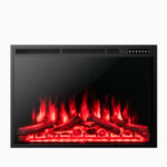 Recessed Electric Fireplace with Adjustable Flames and Heat Settings