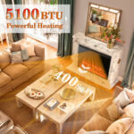 Recessed Electric Fireplace with Adjustable Flames and Heat Settings