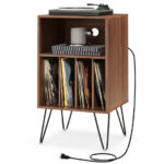 Turntable Stand with Charging Station and Vinyl Storage 11 Turntable Stand with Charging Station and Vinyl Storage
