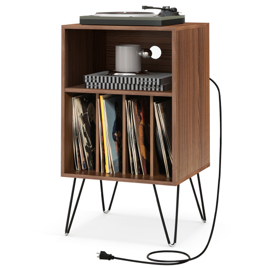 Turntable Stand with Charging Station and Vinyl Storage 4 Turntable Stand with Charging Station and Vinyl Storage - Image 4