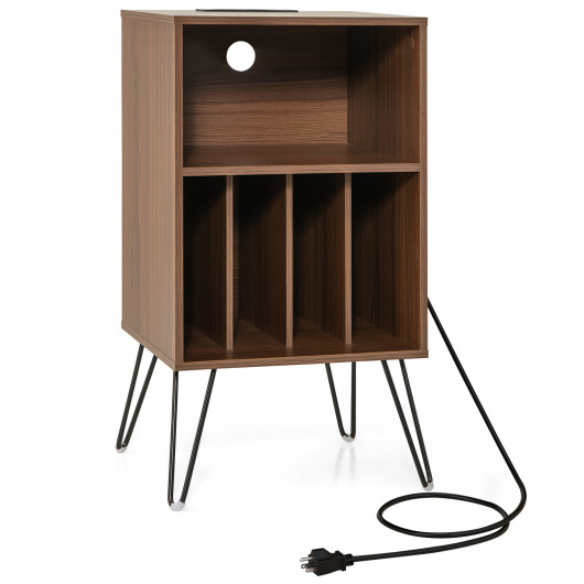 Turntable Stand with Charging Station and Vinyl Storage 3 Turntable Stand with Charging Station and Vinyl Storage - Image 3