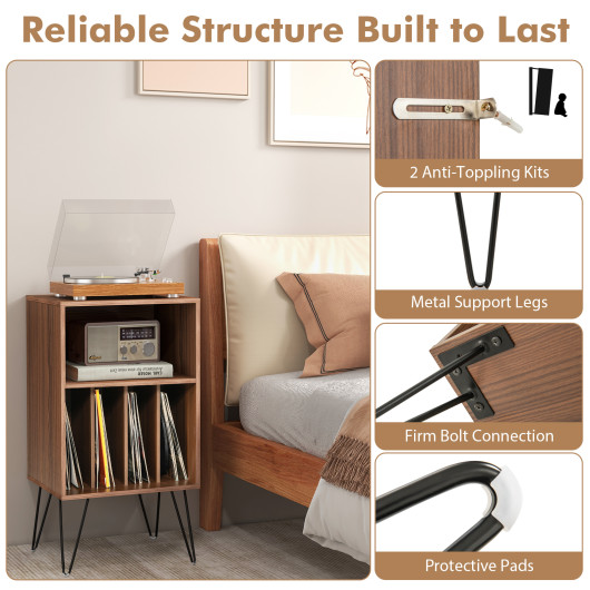 Turntable Stand with Charging Station and Vinyl Storage 7 Turntable Stand with Charging Station and Vinyl Storage - Image 7