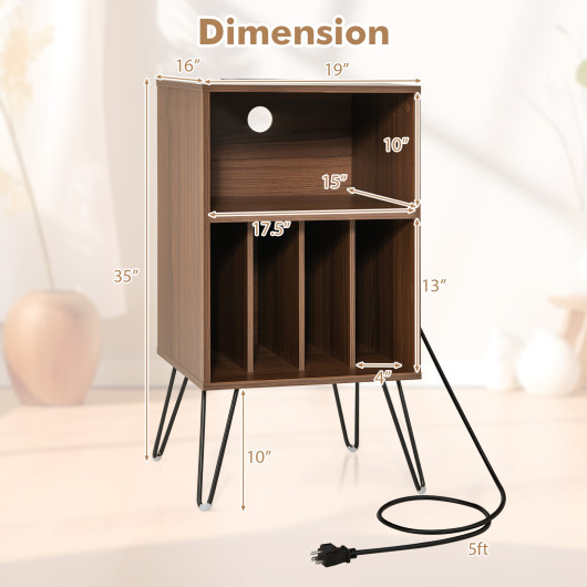 Turntable Stand with Charging Station and Vinyl Storage 5 Turntable Stand with Charging Station and Vinyl Storage - Image 5