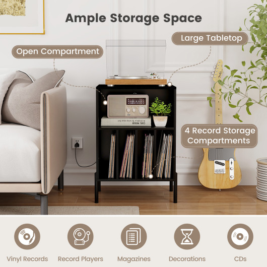 Modern Turntable Stand with Record Storage and Charging Station - Image 6