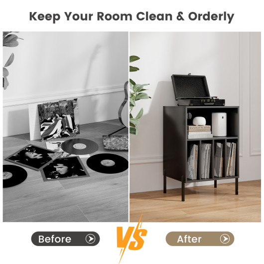 Modern Turntable Stand with Record Storage and Charging Station - Image 7